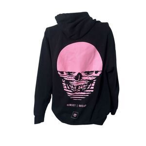 RARE Chomp Black and Pink Skull Sunset Undead Hoodie Black with graphic print in